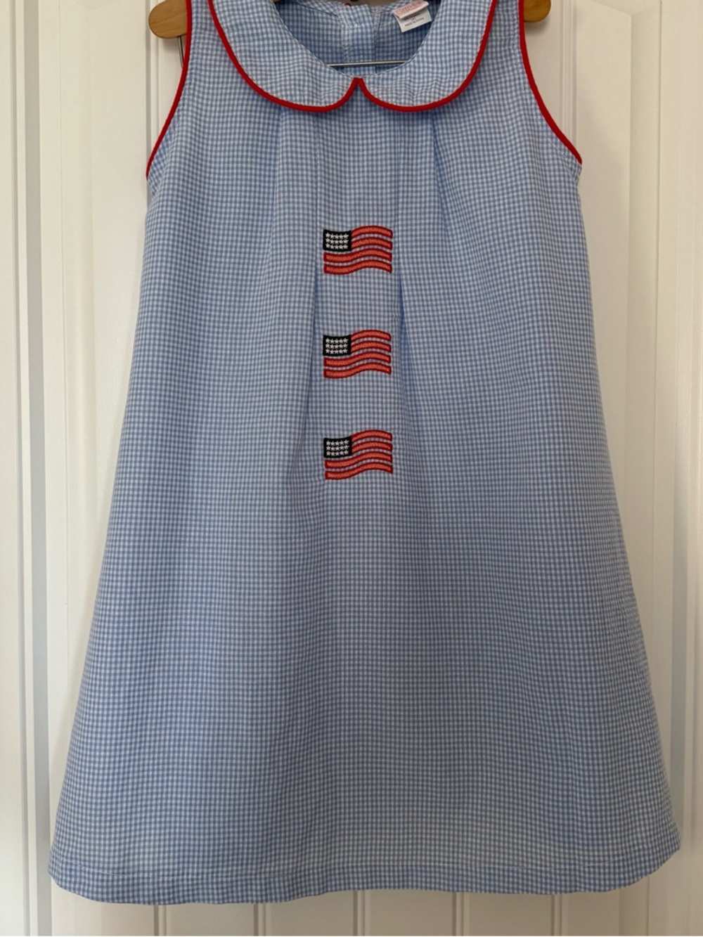 🇺🇸 Stitchy Fish “Flags of Freedom” Appliqué Dress Girls Size 8 🇺🇸